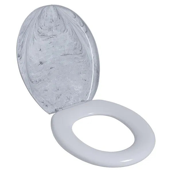 Asiento Inodoro Acolchado Marmolado Blanco/Gris ASTRA